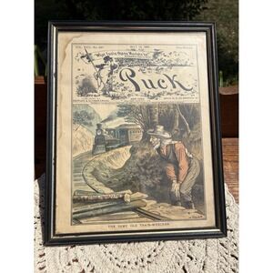 Vintage 1885 Puck Magazine May 13 "The Same Old Train-Wrecker" Gillam Print